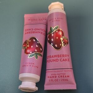 2 Pc Set Bath & Body Works Pink Strawberry Pound Cake Hand Cream Duo